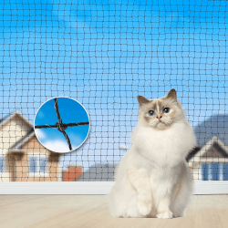 Aystkniet Katzennetz für Balkon, 6x3 M Drahtverstärkt mit Befestigungsseil | Nägel | Kabelbinder | UV-beständig