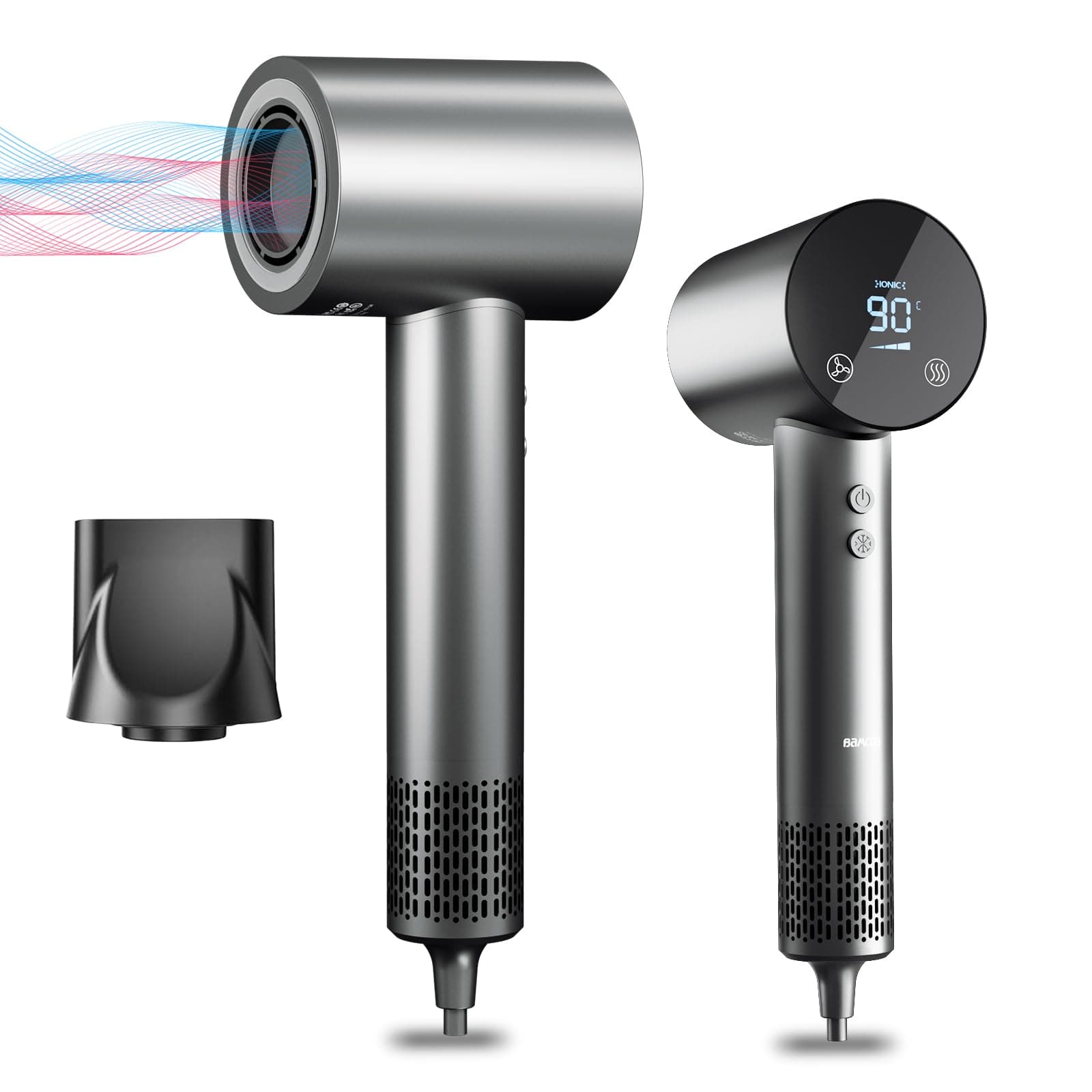 BAMCOO Föhn Fön Haartrockner Ionen Föhn Hair Dryer 1500W HD Display Temperatur Touchscreen Haartrockner
