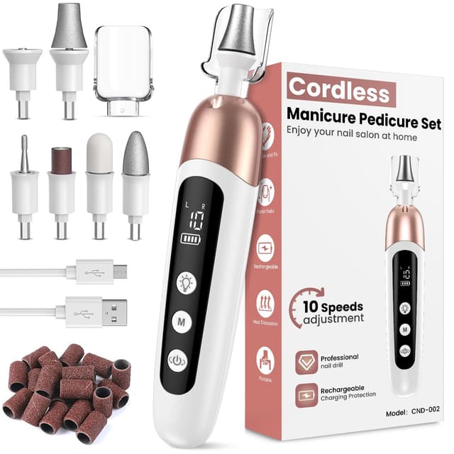 Professionelles Maniküre/Pediküre Set mit Kabellosem Nagelfräser und LED Licht 🎁