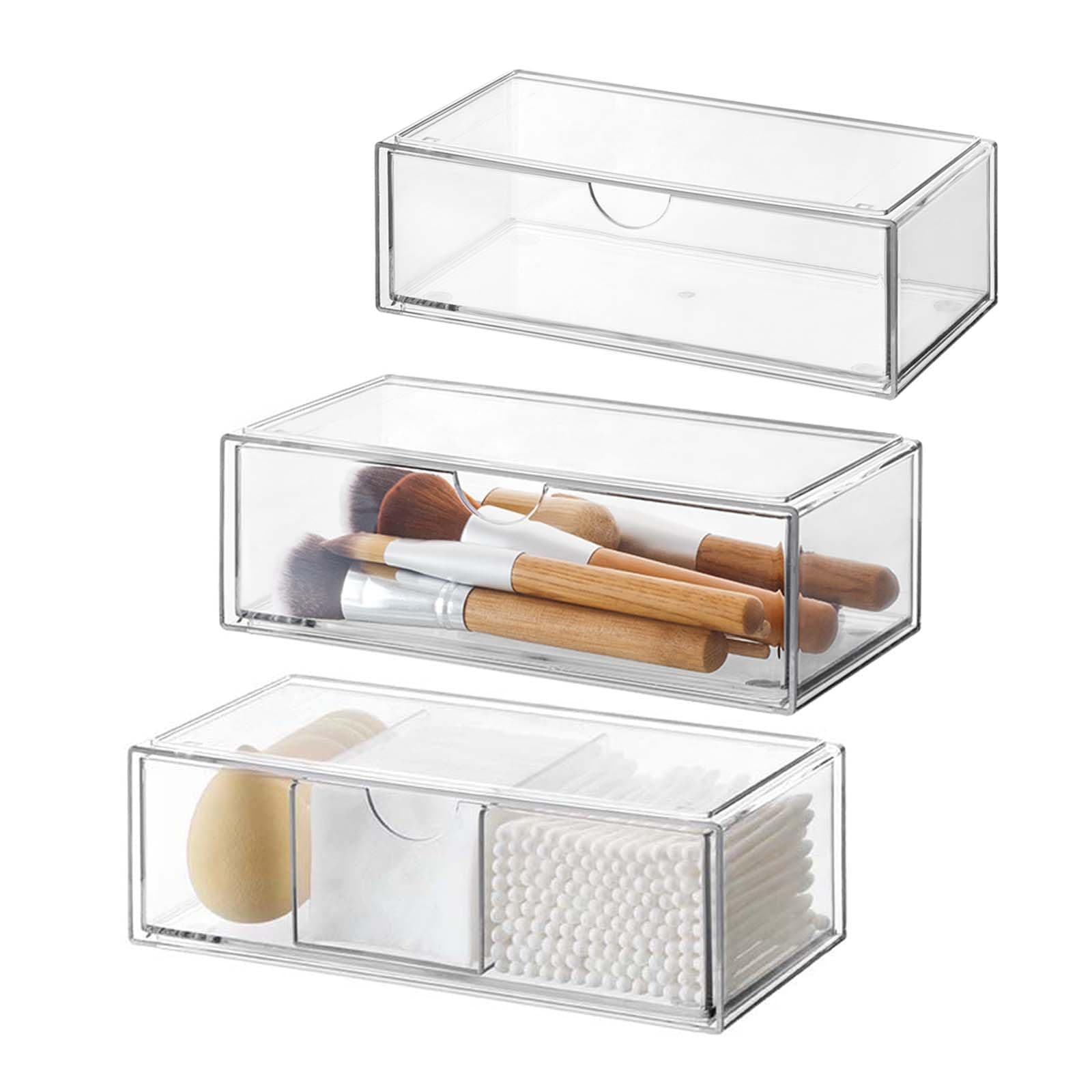 🛁🔍 DoocliB Badezimmer Organizer Mini mit Schubladen 3 Set aus Acrylic stapelbar Transparent