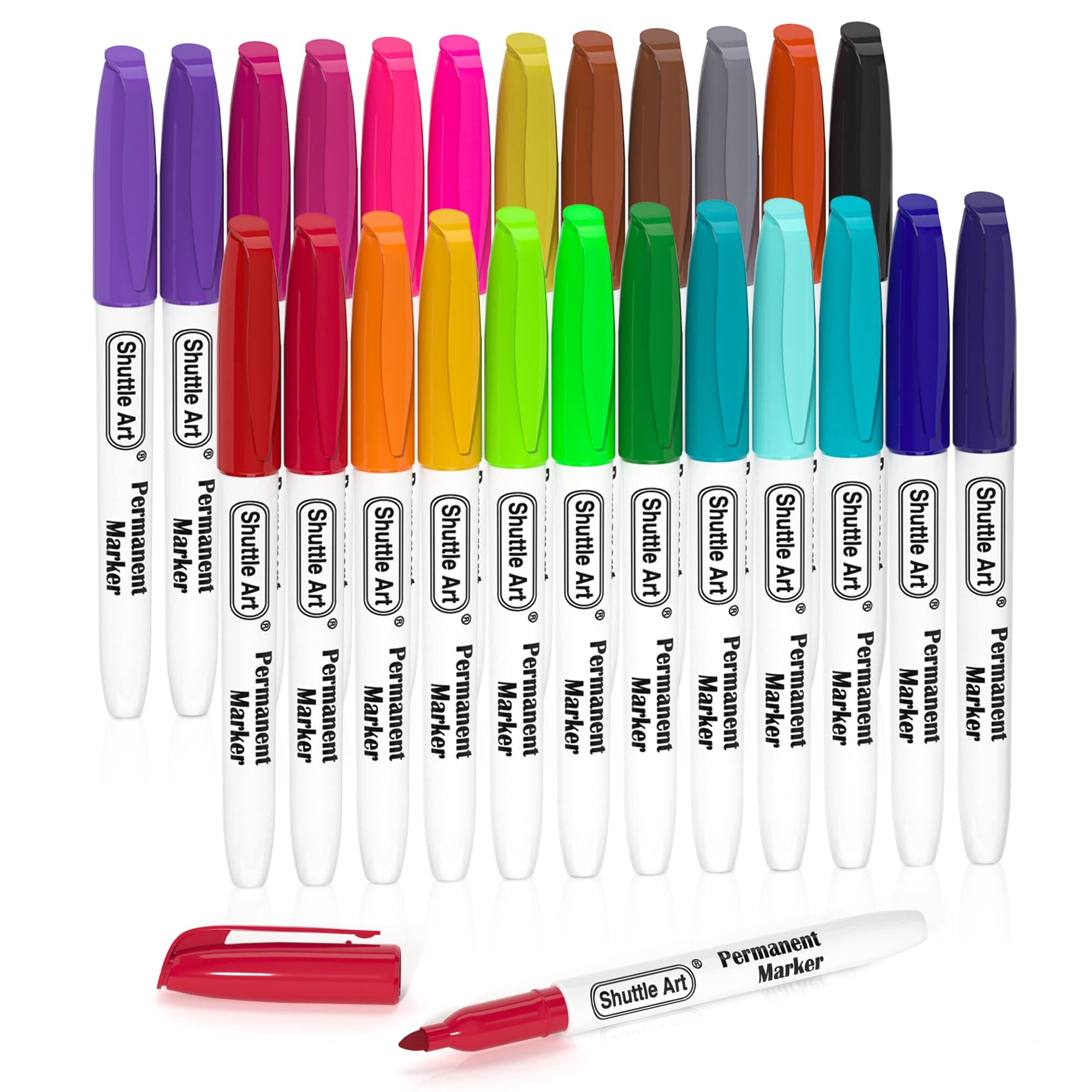 🎨 Shuttle Art Permanent Marker Set - 24 bunte Marker mit feiner Spitze