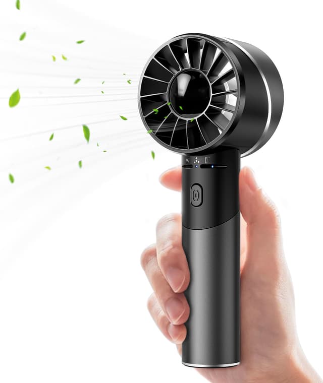 🌀🌬️ JATEKA Mini Handventilator USB Wiederaufladbar: Schwarz, 4 Geschwindigkeiten, 16 Std Laufzeit