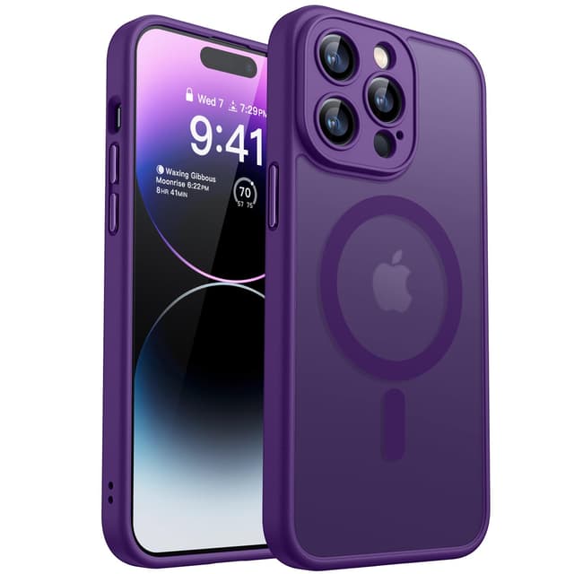 🔥 CANSHN 2024 Neu für iPhone 14 Pro Hülle mit Kameraschutz für Magsafe (TOP Militärschutz & Magnetkraft) Extrem Haltbarkeit Hülle iPhone 14 Pro Case Stoßfest, Dunkelviolett iPhone 14 Pro Dunkelviolett