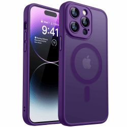 🔥 CANSHN 2024 Neu für iPhone 14 Pro Hülle mit Kameraschutz für Magsafe (TOP Militärschutz & Magnetkraft) Extrem Haltbarkeit Hülle iPhone 14 Pro Case Stoßfest, Dunkelviolett iPhone 14 Pro Dunkelviolett
