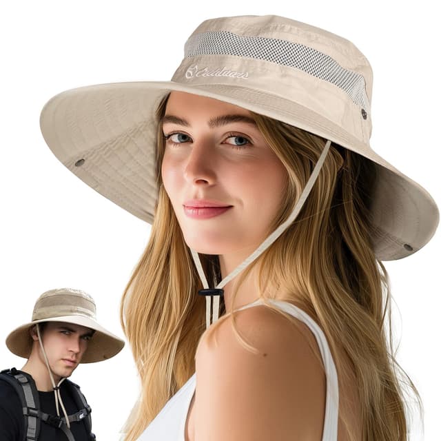 Unisex Sonnenhut Damen Herren, 55-60CM Gipfelfreund Sonnenhut Damen Faltbar Sonnenhut Damen UV Schutz 50 Sommerhut Damen