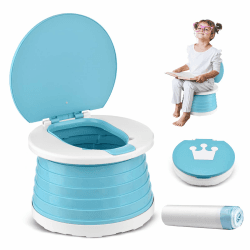 🚽👶 Töpfchen Für Kinder Baby Toilettensitz Ab 1 Jahr Reisetöpfchen Faltbar Für Unterwegs Baby Töpfchen Training Für Jungen Mädchen Windelfrei Töpfchen Auto Klapptöpfchen Kinder mit 15 Potty Liners Blau