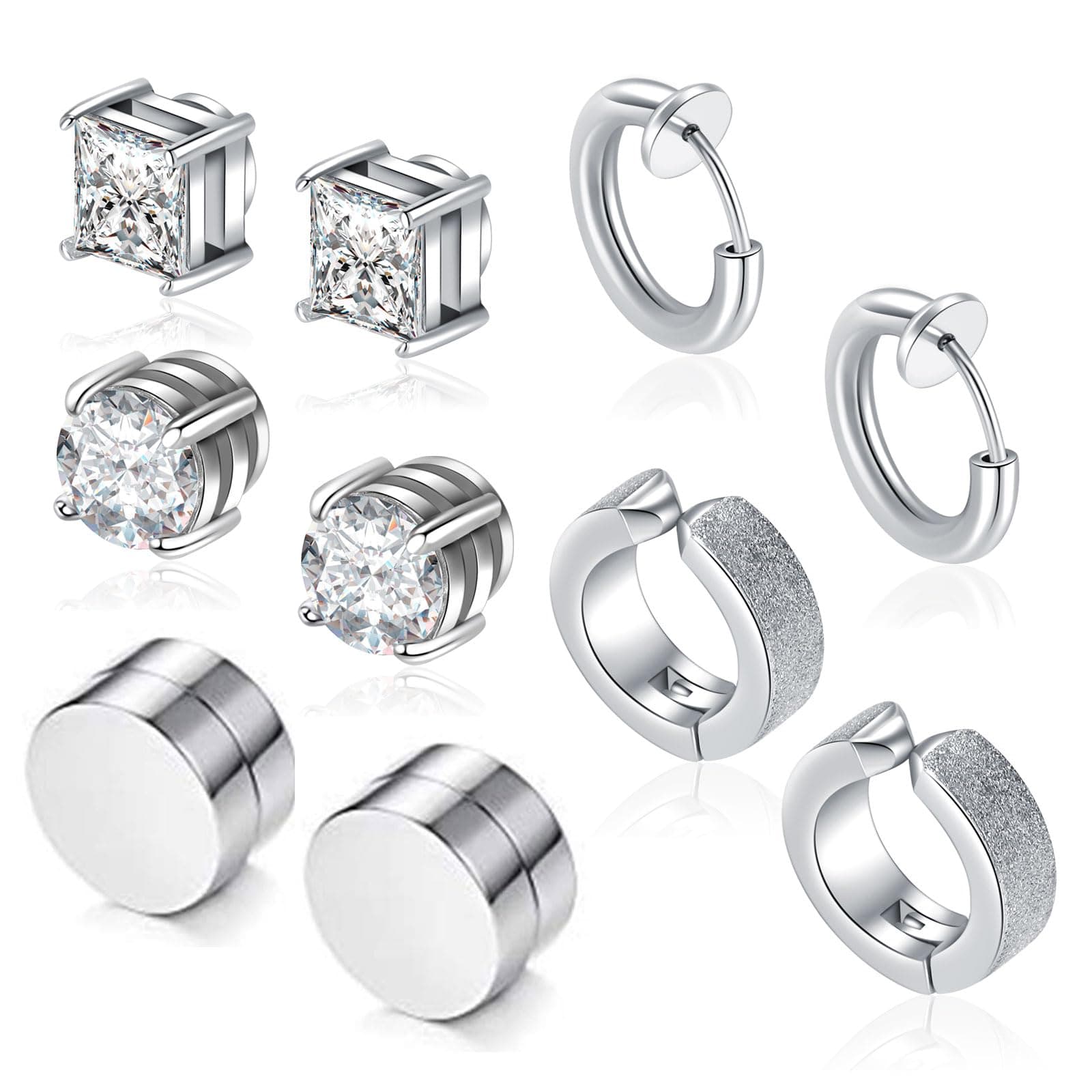 👂 Besyvvin Magnet Ohrstecker Fake Ohrrings Magnetischer Ohrstecker Silber Schwarz 🎁