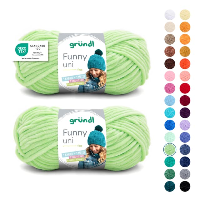 Angebot: Gründl Wolle Funny uni - Weiche Chenille Wolle zum Häkeln 🧶