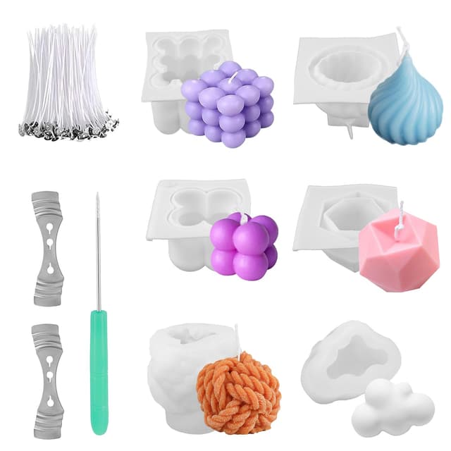 QINGYIWL Kerzenform Bubble Kerzen Kit 3D DIY Silikonform Kerzen-Gießen Formen und Kerzendocht Set - 6 Stück