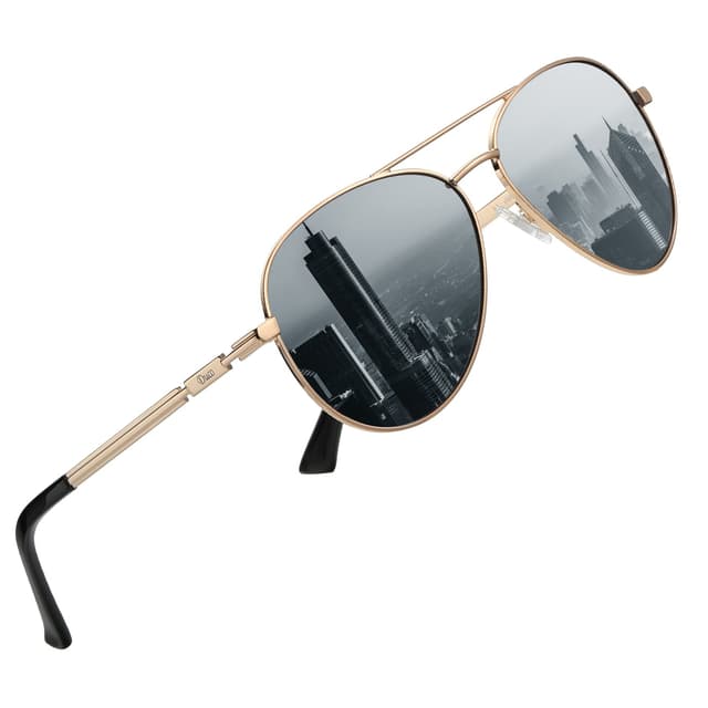 DUCO Cool Polarisierte Sonnenbrille Herren Klassische Unisex Fliegerbrille UV400 Filter Kategorie 3 3025K Gold,grau 😎🕶️
