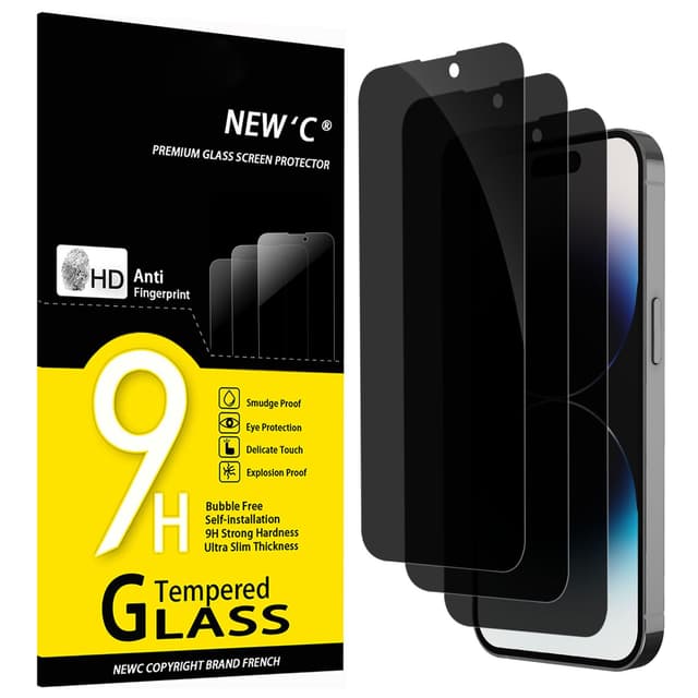 📱🔒 NEW'C 3 Stück Sichtschutz für iPhone 14 Pro Panzerglas 6,1 Zoll Schwarz 🔒📱