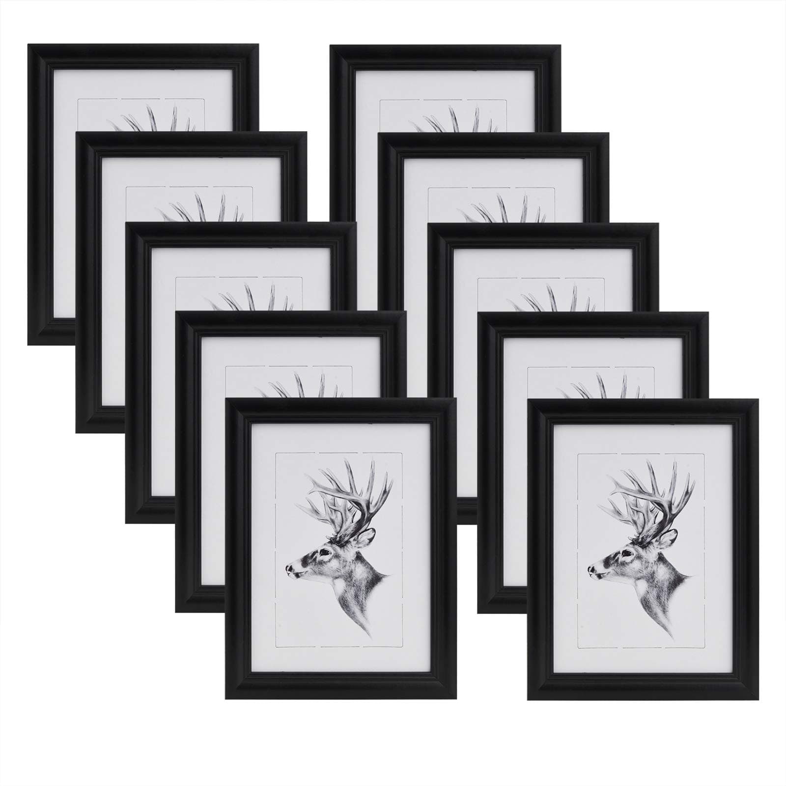 WOLTU Bilderrahmen 10x15cm 10er Set 🖼️🖼️🖼️ Fotorahmen Holzrahmen mit Passepartout