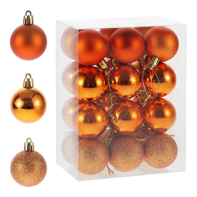🎄 RELONGGI 4cm Weihnachtskugeln in Orange - 24pcs Christbaumkugeln 🧡