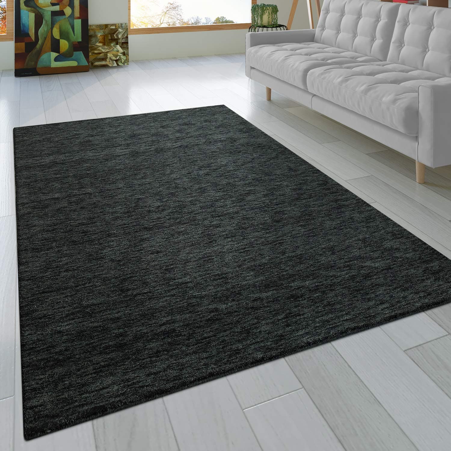 🌿🏡 Paco Home Teppich Wohnzimmer Schlafzimmer Kurzflor Naturfaser Einfarbig Handgearbeitet Gabbeh Moderne Deko