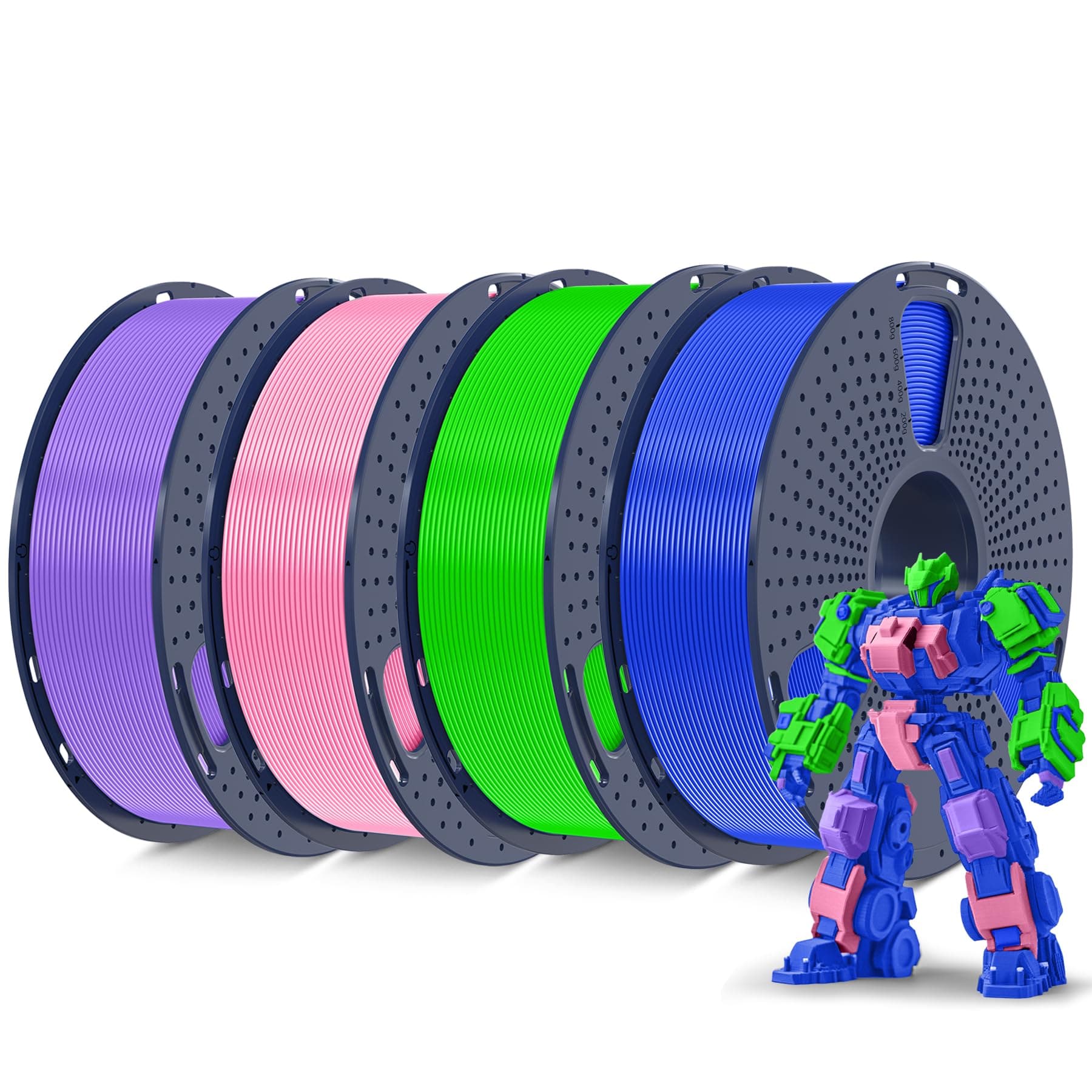 SUNLU PLA+ Filament 1.75mm 4KG 4er Pack - 3D-Druck Filament in Rosa, Lila, Blau, Grün