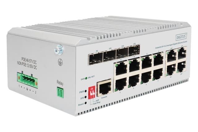 🔥 Super Deal! 12-Port Gigabit Ethernet Switch - L2 Managed - Weiß - Industrial Serie