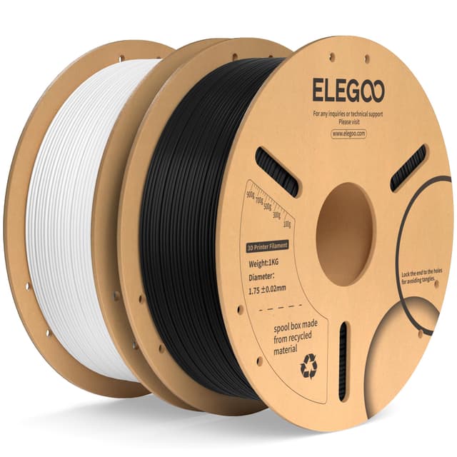 ELEGOO PLA+ Filament 1.75mm Schwarz 1KG+Weiß1KG 🌟