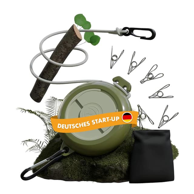 🏕️ NATURBUMMLER® Ausziehbare Wäscheleine [DryLine+] - Ultraleichtes Camping Zubehör