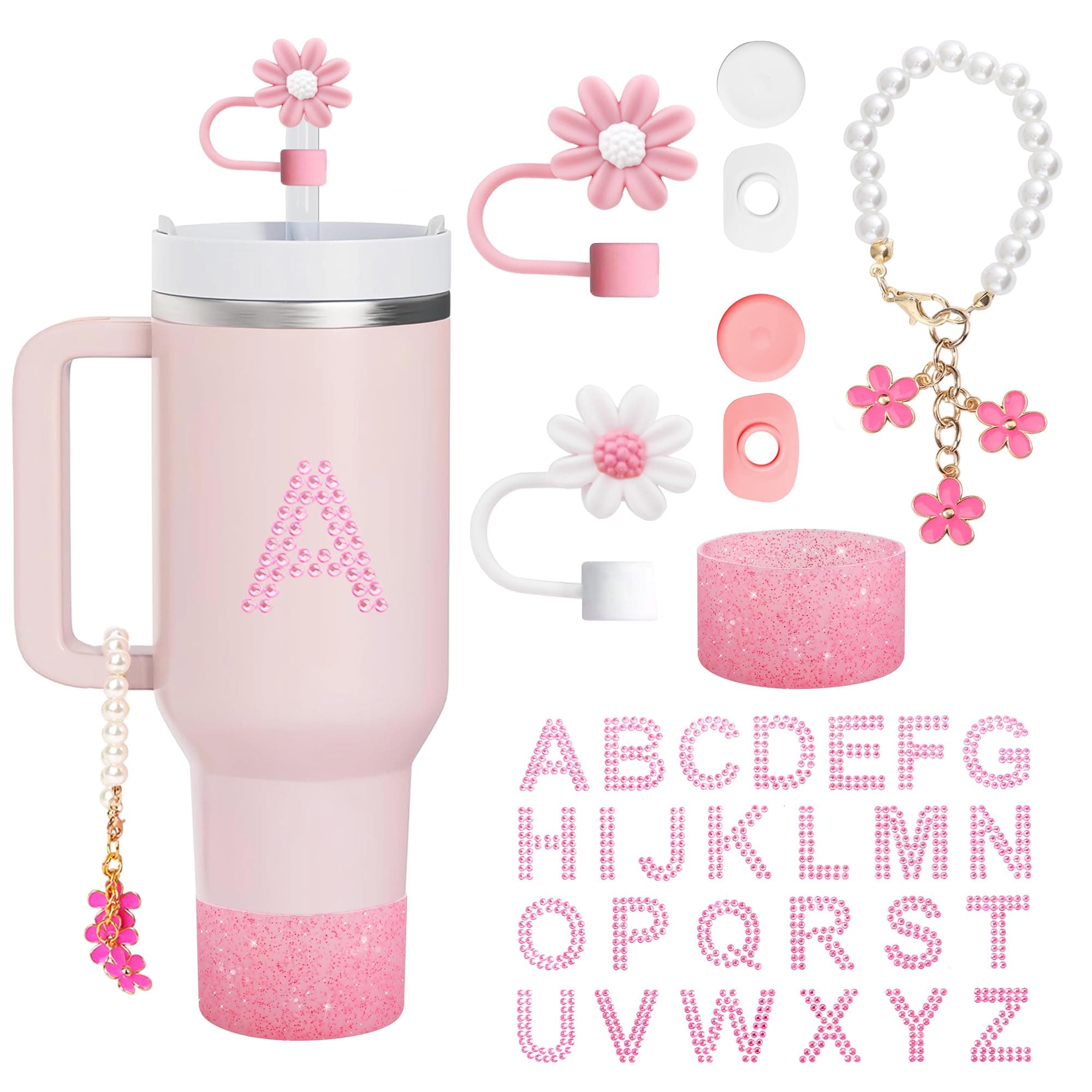 🌸 9-teiliges Stanley Cup Zubehör-Set mit exquisiten Tassen-Zubehör