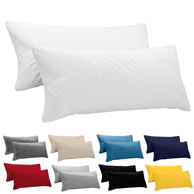 Dreamzie Kissenbezug 40x145 (Set mit 2) - 100% Jersey Baumwolle 150 g/qm - Weiß
