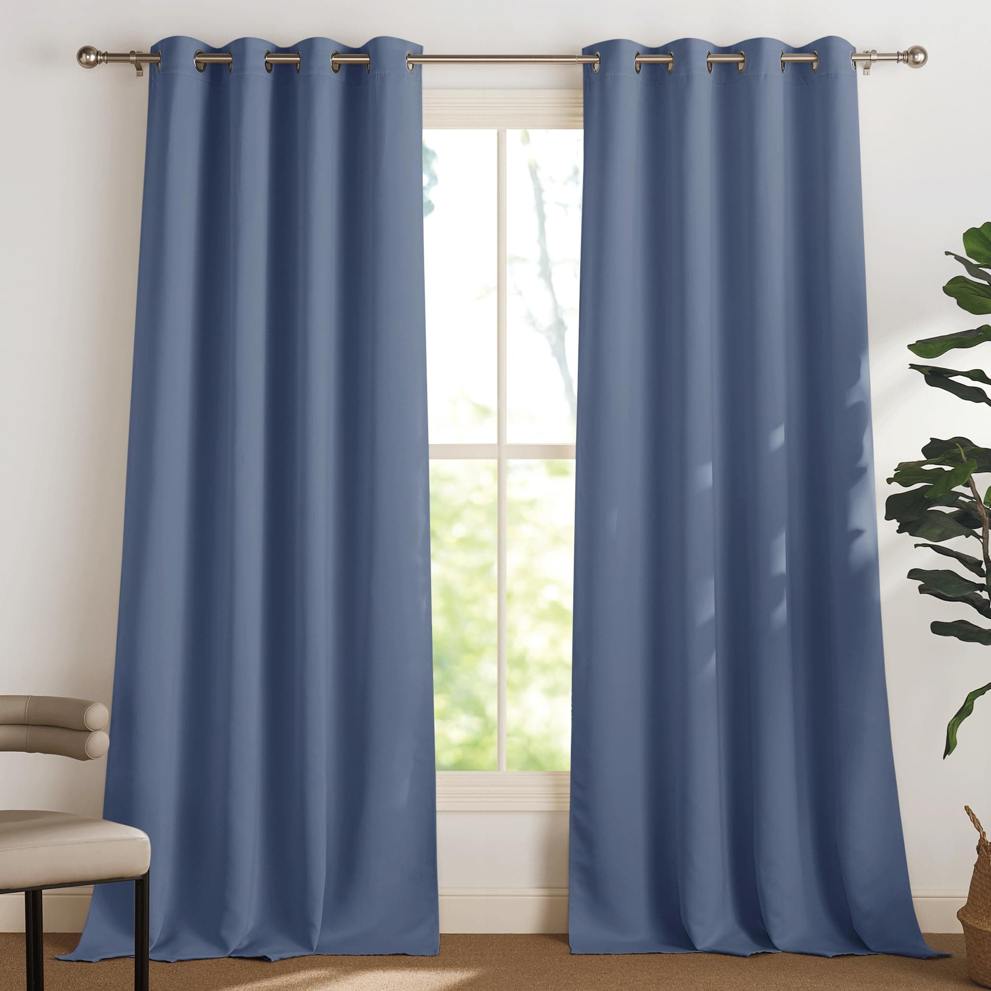 🌟 PONY DANCE Blickdichte Vorhänge 2er Set H 300 x B 140 cm - Dunstblau