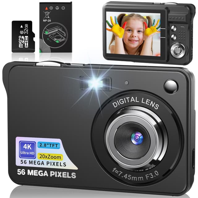 4K Digitalkamera 56MP Fotokamera mit Autofokus 20X Digitalzoom | Angebot für Kinder und Teenager 📷