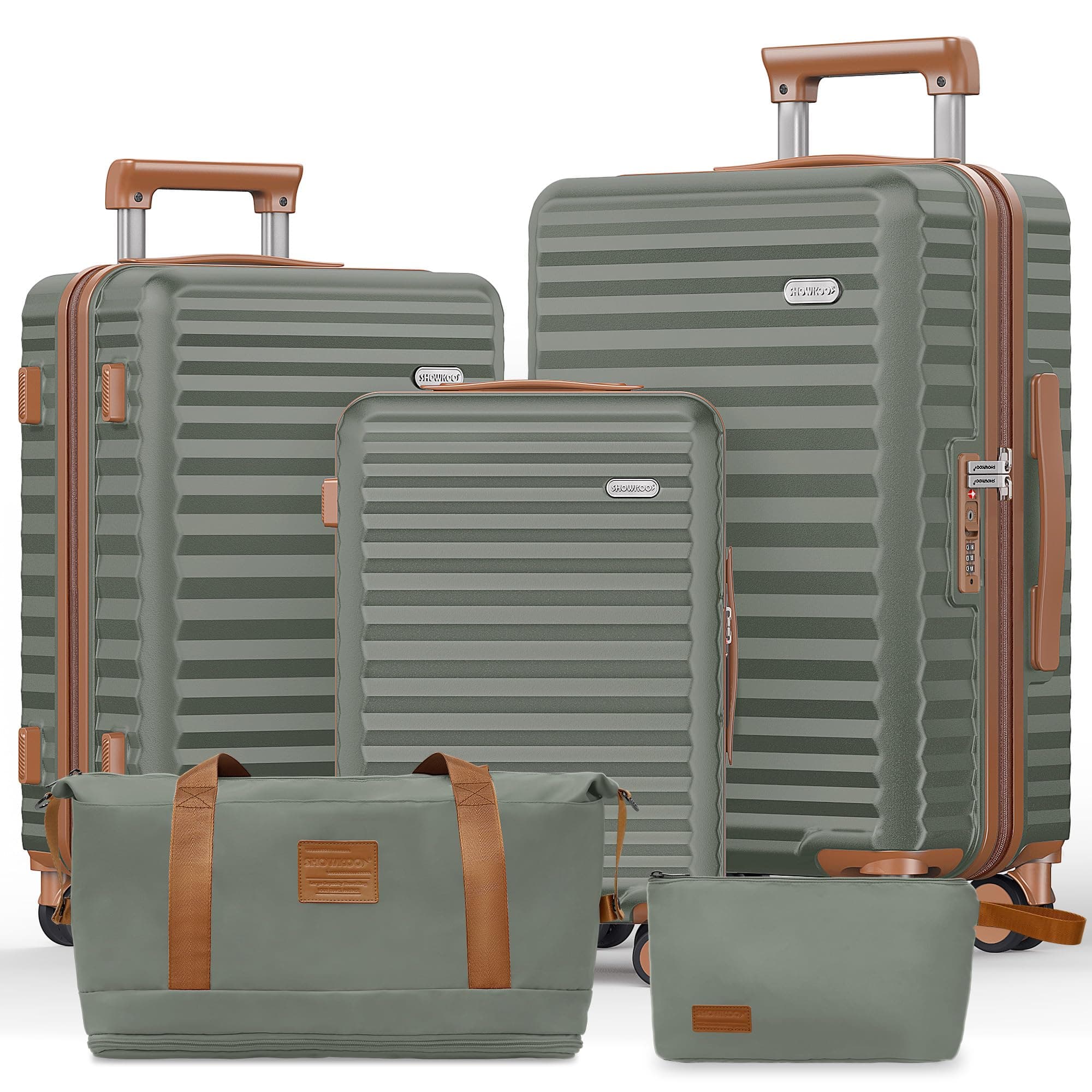 🧳🌟 SHOWKOO Kofferset 5 Teilig Leicht Hartschale 100% Polycarbonate Erweiterbar Reisekoffer Große Kapazität
