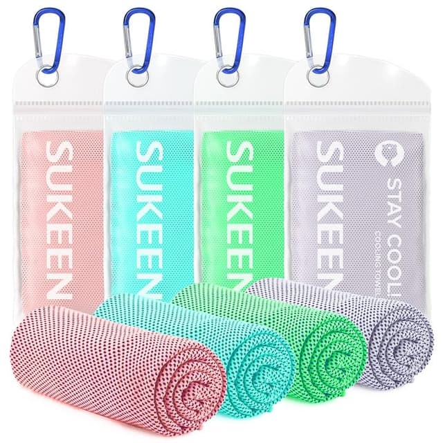 Sukeen Kühlendes Handtuch 4er Set Macaron Rosa/Helllila/Mintgrün/Blau 🌬️