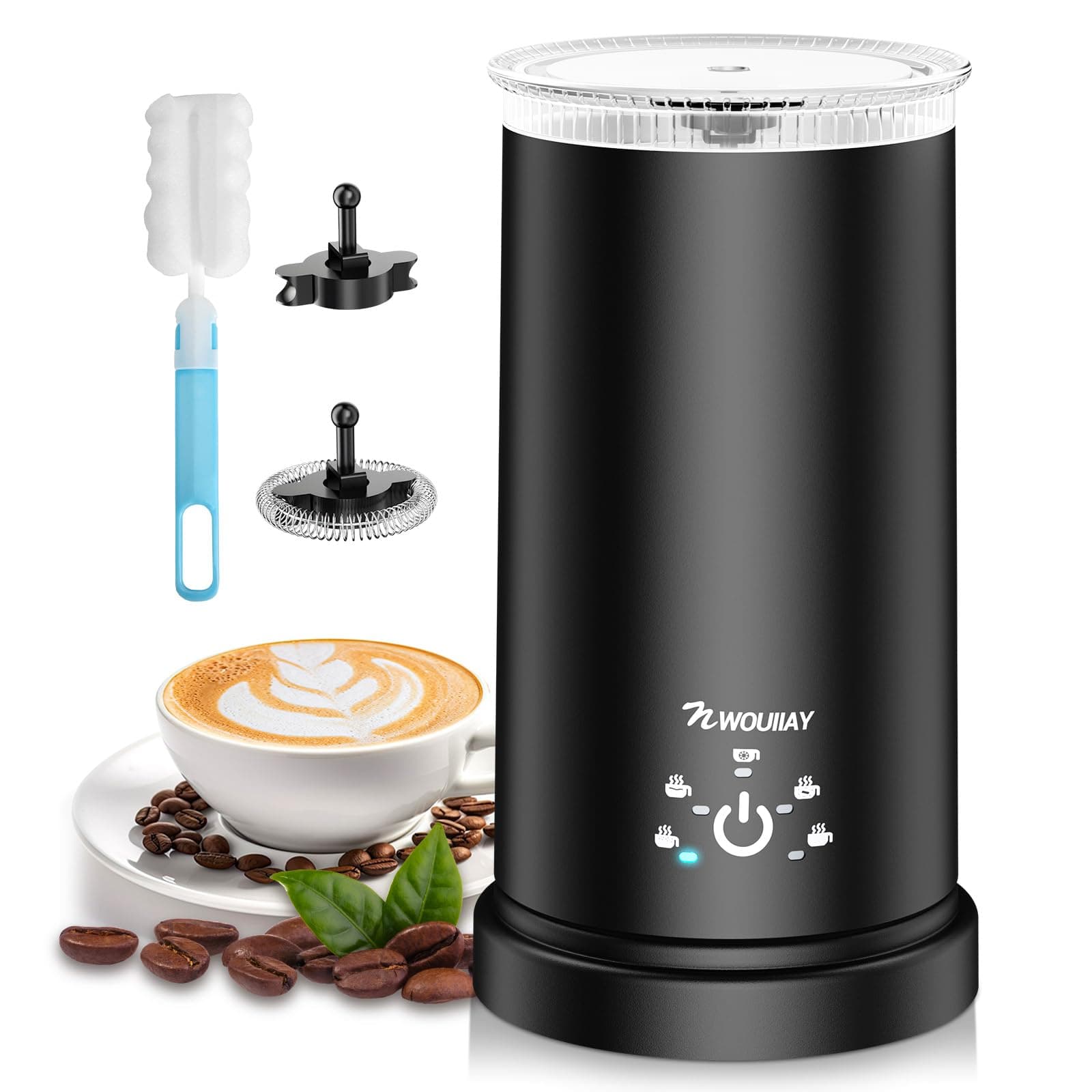 🥛🌟 5 in 1 Milchaufschäumer Elektrisch 600W Automatischer Milchaufschäumer Black 🌟🥛