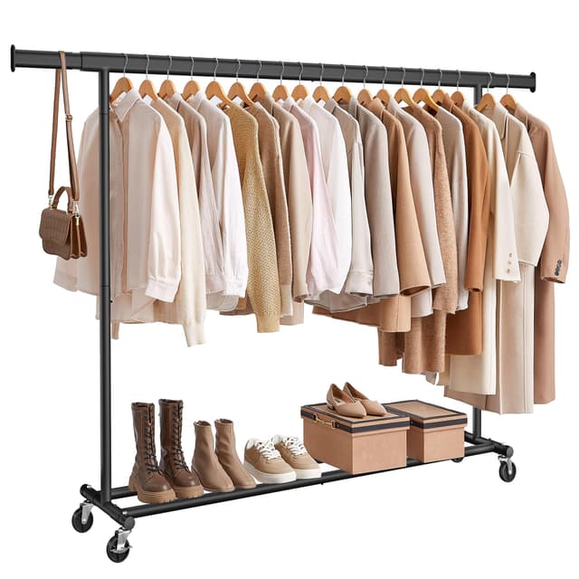 👗 SONGMICS Kleiderständer auf Rollen, Schwerlast-Garderobenständer 🛒