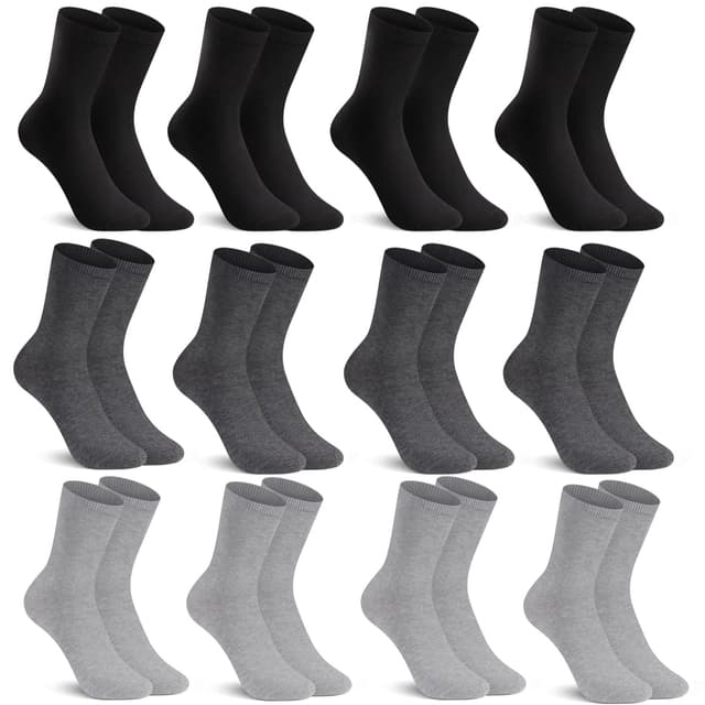 🧦 L&K-II 12/24 PaarSocken Damen/Herren Business-Socken Schwarz/Weiß Lange Baumwolle Unisex Arbeitssocken Wintersocken 92216 43-47