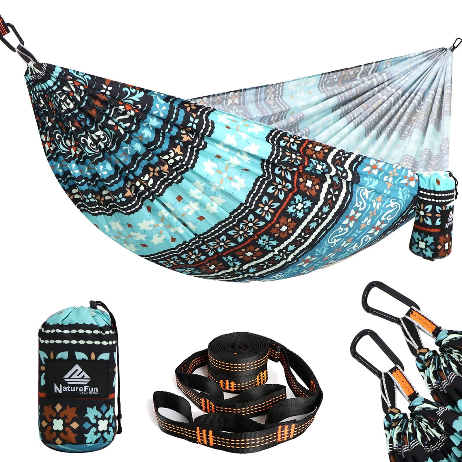 NATUREFUN Ultraleichte Reise Camping Hängematte | 300 kg Tragkraft (275 x140 cm) ⛺🏞️