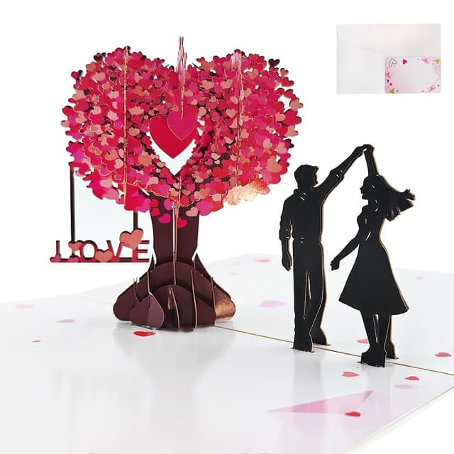 FLYGRRIV Hochzeitskarte Pop-Up - Romantisches 3D Liebesbaum Design