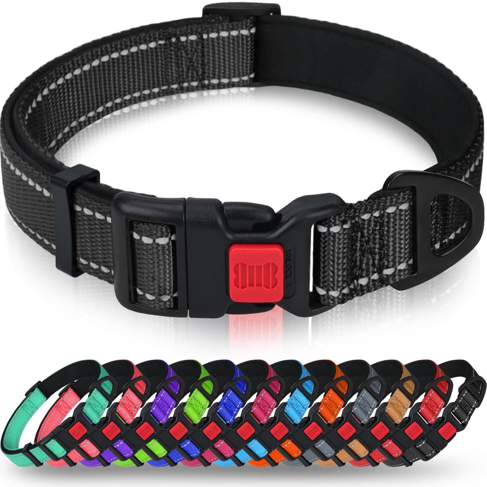 🐶🔥 Angebot: Taglory Hundehalsband für Große Hunde in Schwarz L 🖤