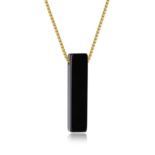 🌟 AWARDSEN Rechteckig Edelstein Kette - Obsidian Crystal Necklace 🌟