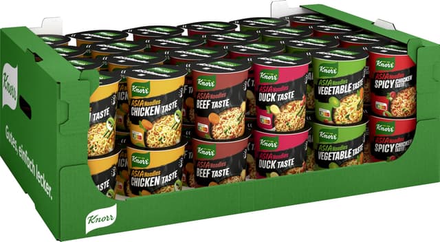 Knorr Asia Noodles Instant Nudeln Mix 🍜🌶️ Schneller Asia Snack 🚀 Fertig in nur 3 Minuten! 48 Stück