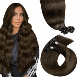 LaaVoo Extensions Echthaar Bondings 45 cm Echthaar Extensions Mit Keratin Bondings Braun U tips Extensions Echthaar Keratin Bondings Pre Bonded #4 1g/s 100G 100s 45 cm-100g 1-30 U Tip#4