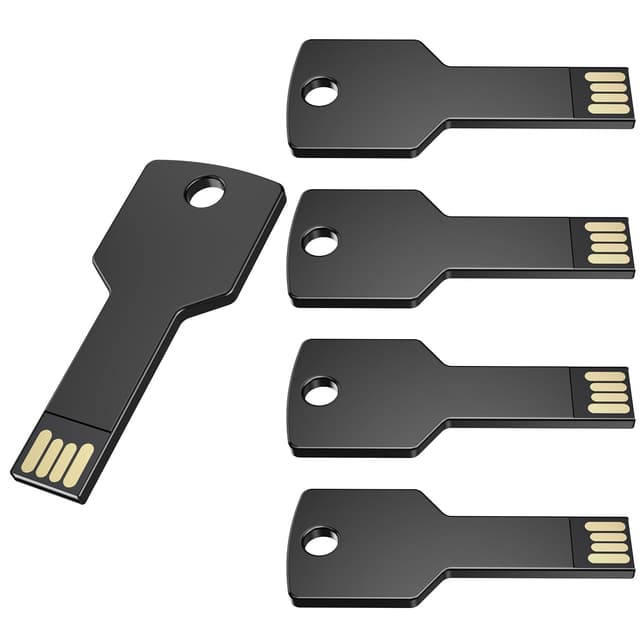 🎁 Uflatek USB Stick 32GB Schlüsselform Speicherstick 5 Stück Schwarz Metall Flash Laufwerk