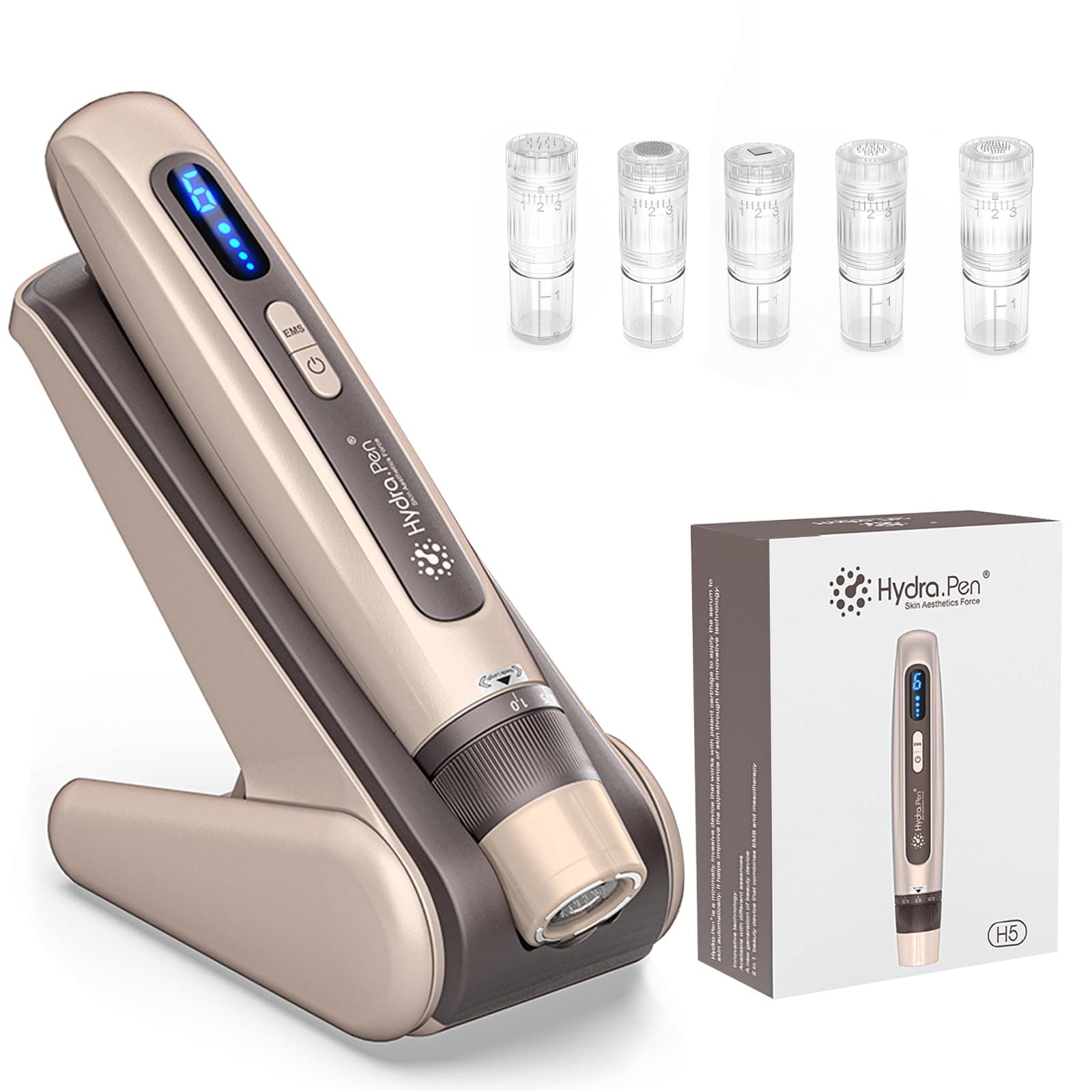 Hydra. Pen H5 Dermapen Microneedling Pen mit EMS Mikrostrom - 3-in-1 Beauty Tool für Hautpflege und Haarwachstum