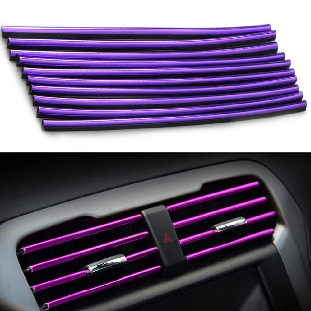 Auto Lüftungsschlitz Dekoration FaJoek 10 Stück 20cm Auto Luftauslass Dekoration Streifen, DIY Auto Innenausstattung Streifen, Auto Styling Lüftungsgitter Zierleiste Universelles (Lila) 🚗💫