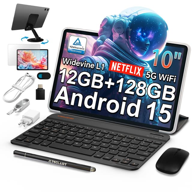 TECLAST P30T Android-15-Tablet 10 Zoll Tablets mit Tastatur 10-Teiliges Set