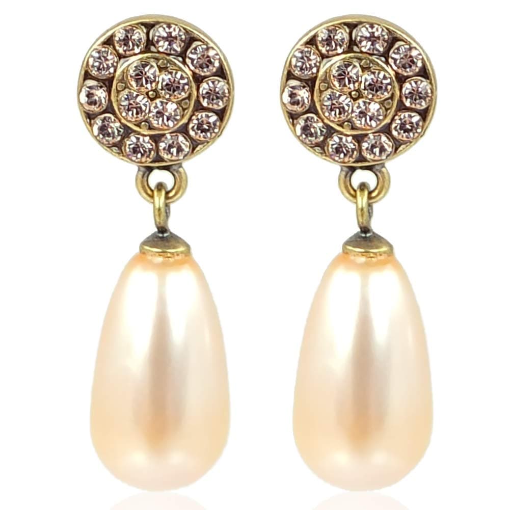 Perlen Ohrringe Gold Swarovski Kristalle Vintage Ohrstecker