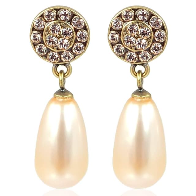 Perlen Ohrringe Gold Swarovski Kristalle Vintage Ohrstecker