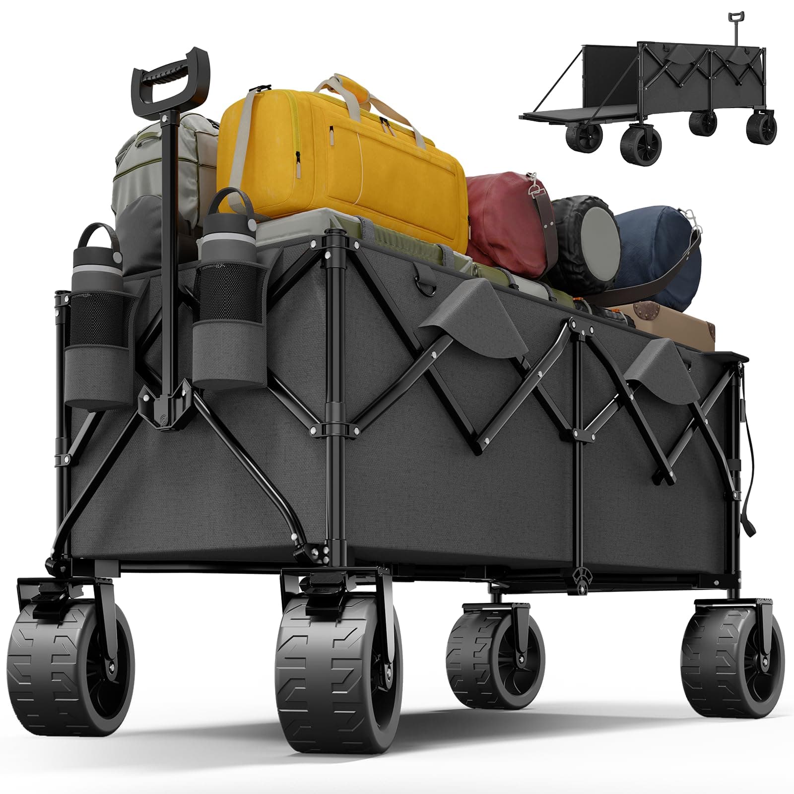 🌞 Devoko 332L Bollerwagen Faltbar Sackkarre Maximal Klappbar 200KG Belastbar 🏖️