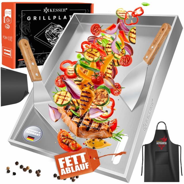 🔥 KESSER® Grillplatte Plancha Edelstahl 40x30x4cm 🔥