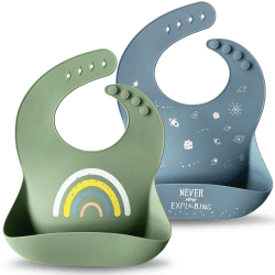 🌙🐒 Moonkie Silikon-Babylätzchen 2er-Set 🍼👶
