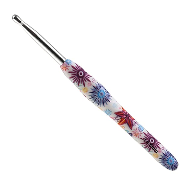 Coopay Häkelnadel mit Schöner Blume 🌸 - 1 Stück Gummigriff Häkelnadel 5,5 mm