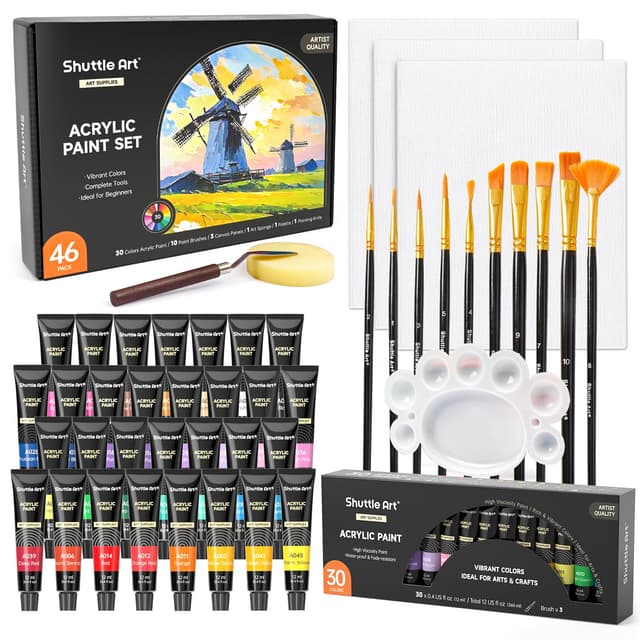 Shuttle Art Acrylfarben Set - 46-teiliges Set 🎨🖌️