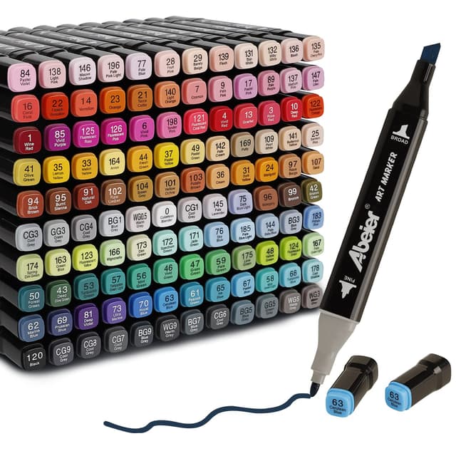 🎨 ABEIER Marker Stifte Set,120 Farben Alcohol Marker Doppelseitige Alkohol Stifte Set