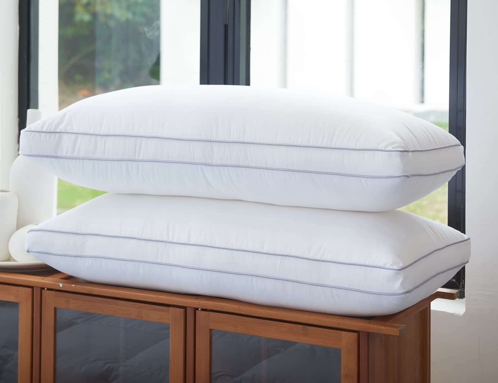 Amolavet Hotel Kissen 40 x 80 2er Set-Pillows for Sleeping-Kopfkissen 40x80-Down Alternative Mikrofaser Nackenstützkissen-Weich und Stützendes Allergiker Kissen